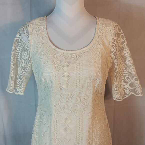Alex Marie Elegant Cream Lace Dress - Picture 2 of 9